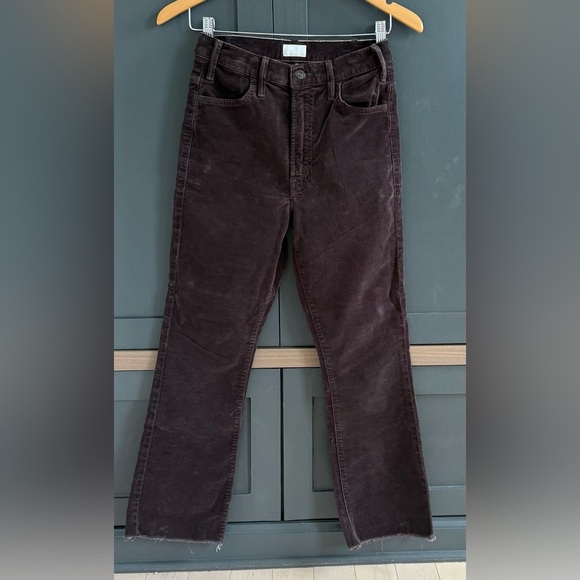 MOTHER Pants - MOTHER The Hustler Ankle Fray Chocolate Brown Corduroy Pants in Color Mole• 27